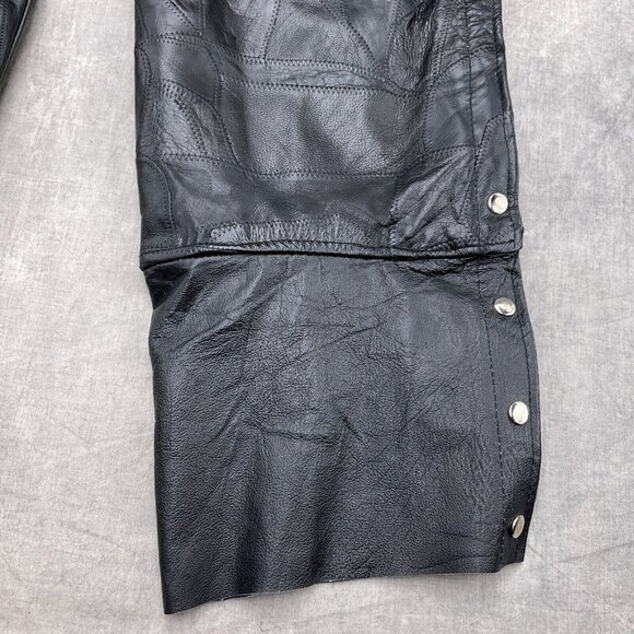Unbranded Chaps Adult Medium Black Leather Patchwork Buckle Lace Up Zip VTG - Picture 2 of 11